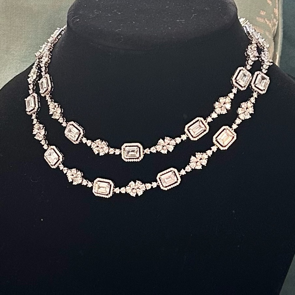 Black Diamond Stunning long Necklace styled long or double for sparkling impact